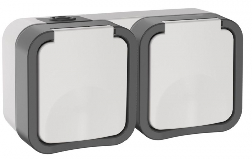 Розетка 2-м ОП TORS 16А IP55 TS222 горизонт. с заземл. с крышкой бел. IEK TS-R26-16-55-G-K41 TS-R26-16-55-G-K41