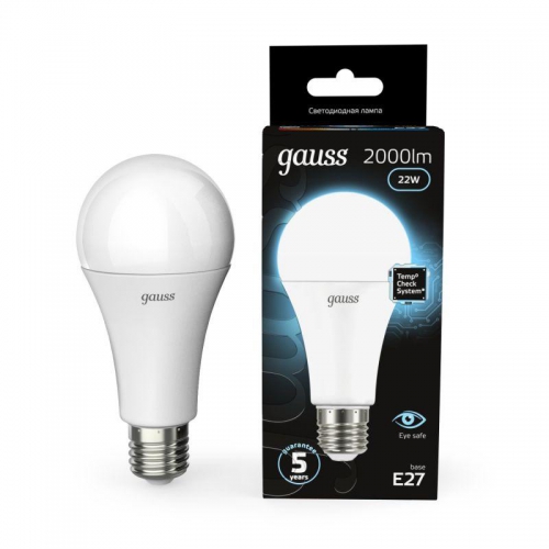 Лампа светодиодная Black 22Вт A70 4100К нейтр. бел. E27 2000лм GAUSS 102502222 102502222