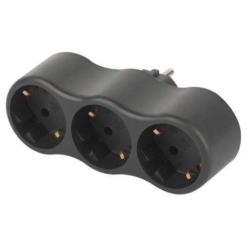 Разветвитель электрический SPx-3e-B на 3 розетки с заземл. 16А черн. Эра Б0059723 Б0059723