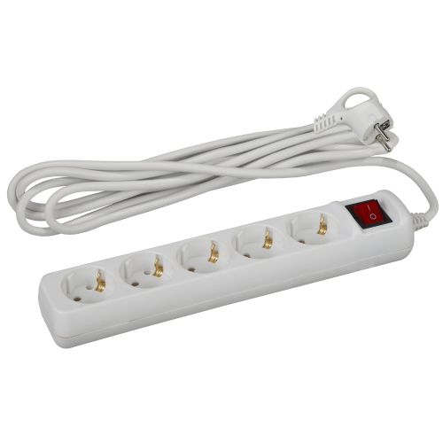 Удлинитель 5х5м с заземл. 10А IP20 UX-5es-5m ПВС 3х0.75 с выкл. Эра Б0035758 Б0035758