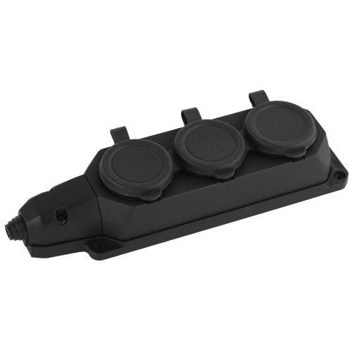 Колодка удлинителя 3-м с заземл. 16А IP44 K-3e-B-IP44 каучук черн. Эра Б0044545 Б0044545