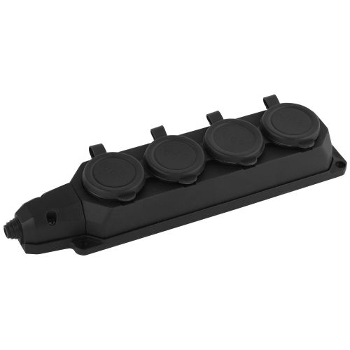 Колодка удлинителя 4-м с заземл. 16А IP44 K-4e-B-IP44 каучук черн. Эра Б0044546 Б0044546