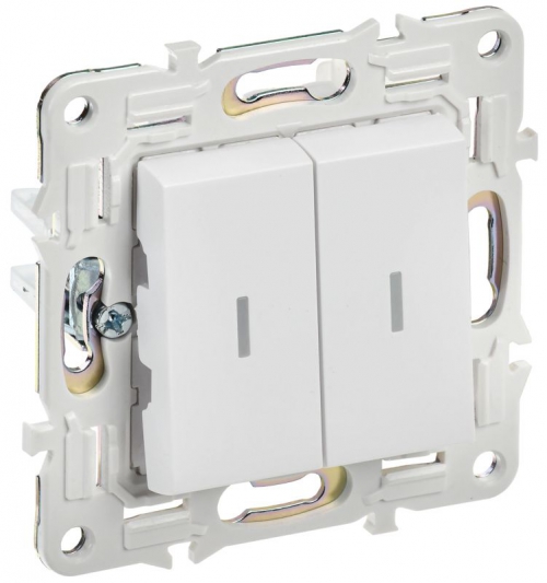 Выключатель 2-кл. SKANDY 10А SK-V09W с индикацией арктич. бел. IEK SK-V20-1-10-K01 SK-V20-1-10-K01