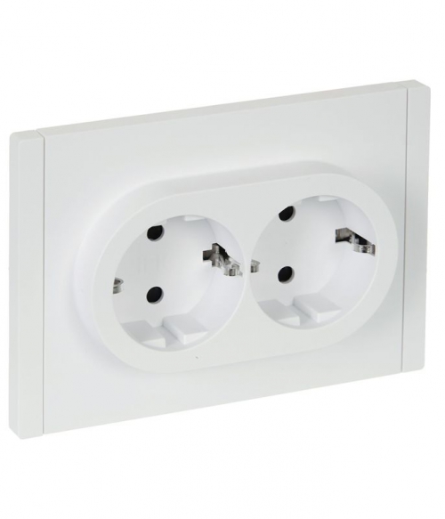 Розетка 2-м СП FORTE&PIANO FP223 16А с заземл. защ. шторки безвинт. крепл. бел. IEK FP-R24-16-1-K01 FP-R24-16-1-K01