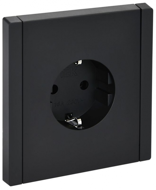 Розетка СП FORTE&PIANO FP114 16А с заземл. без защ. шторок безвинт. крепл. черн. IEK FP-R11-16-1-K02 FP-R11-16-1-K02