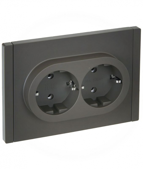 Розетка 2-м СП FORTE&PIANO FP324 16А с заземл. без защ. шторок безвинт. крепл. сер. IEK FP-R21-16-1-K03 FP-R21-16-1-K03