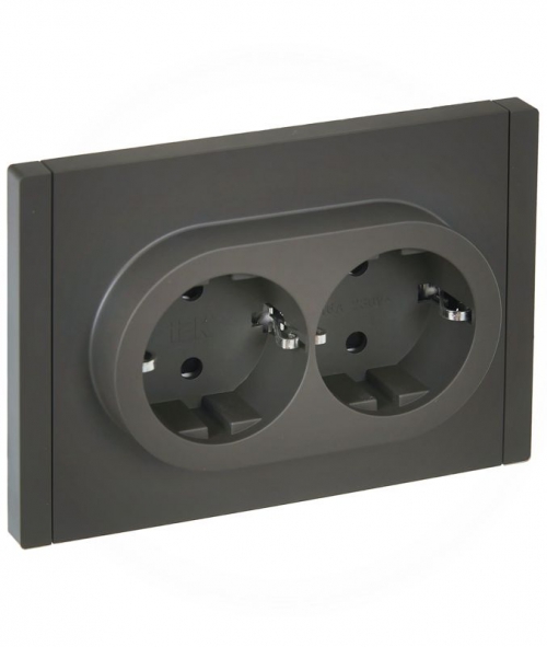Розетка 2-м СП FORTE&PIANO FP323 16А с заземл. защ. шторки безвинт. крепл. сер. IEK FP-R24-16-1-K03 FP-R24-16-1-K03