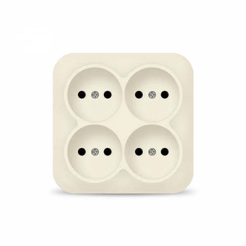 Розетка 4-м ОП 10А IP20 квадрат. без заземл. сл. кость IONICH 1453 1453