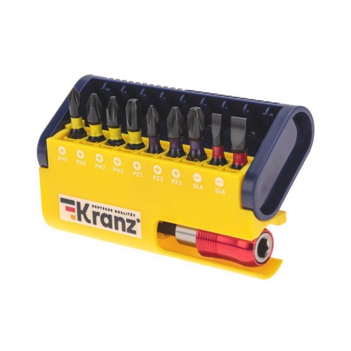 Набор бит с магнитным держателем пластиковый кейс 10 шт Kranz KR-92-0466 KR-92-0466