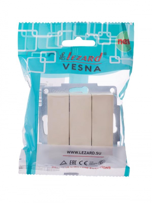Выключатель 3-кл. СП Vesna механизм крем. LEZARD 742-0388-109 742-0388-109