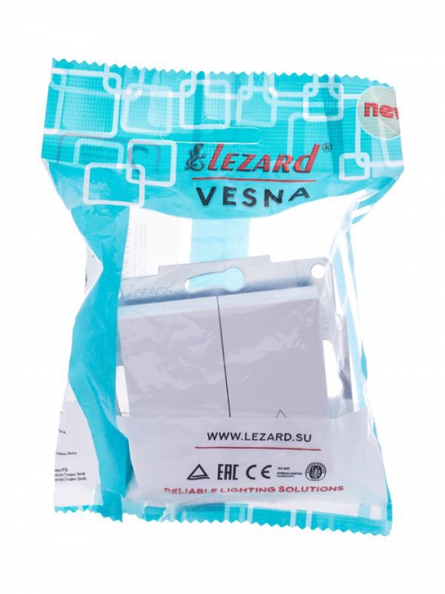 Переключатель проходной 2-кл. СП Vesna механизм бел. LEZARD 742-0288-106 742-0288-106