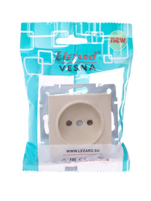 Розетка 1-м СП Vesna без заземл. ПБТ механизм крем. LEZARD 742-0388-121B 742-0388-121B