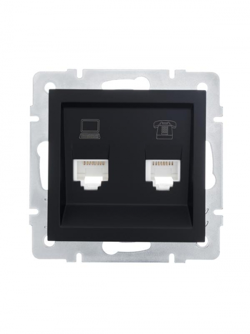 Розетка компьютерная + телефонная 1-м СП Vesna механизм черн. бархат LEZARD 742-4288-143 742-4288-143