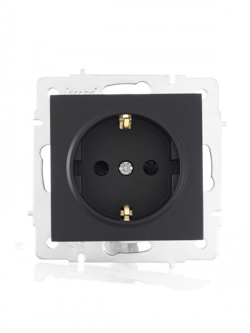 Розетка 1-м СП Vesna с заземл. защ. шторки ПБТ механизм черн. бархат LEZARD 742-4288-124B 742-4288-124B