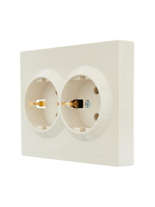 Розетка 2-м СП VESNA с заземл. ПБТ кремов. LEZARD 742-0300-127B 742-0300-127B