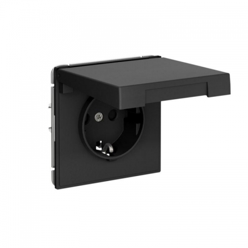 Розетка ArtGallery 16А IP20 с заземл. со шторками с крышкой быстрозажим. клем. механизм карбон SE GAL001046S GAL001046S