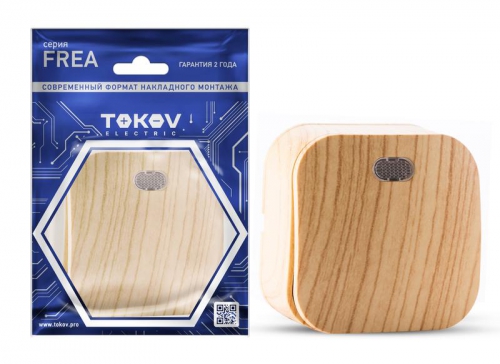 Выключатель 1-кл. ОП Frea 10А IP20 250В с индикацией АБС-пластик сосна TOKOV ELECTRIC TKE-FR-V1I-C25 TKE-FR-V1I-C25
