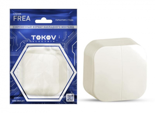 Выключатель 2-кл. ОП Frea 10А IP20 250В АБС-пластик беж. TOKOV ELECTRIC TKE-FR-V2-C02 TKE-FR-V2-C02