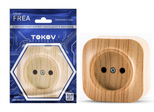 Розетка 1-м ОП Frea 16А IP20 250В без заземл. АБС-пластик сосна TOKOV ELECTRIC TKE-FR-R1-C25 TKE-FR-R1-C25
