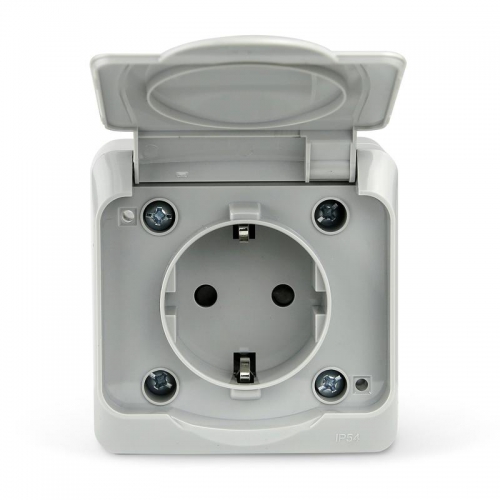 Розетка 1-м ОП Nix 16А IP54 250В с заземл. с крышкой сер. TOKOV ELECTRIC TKE-NX-R1Z-C06-IP54 TKE-NX-R1Z-C06-IP54