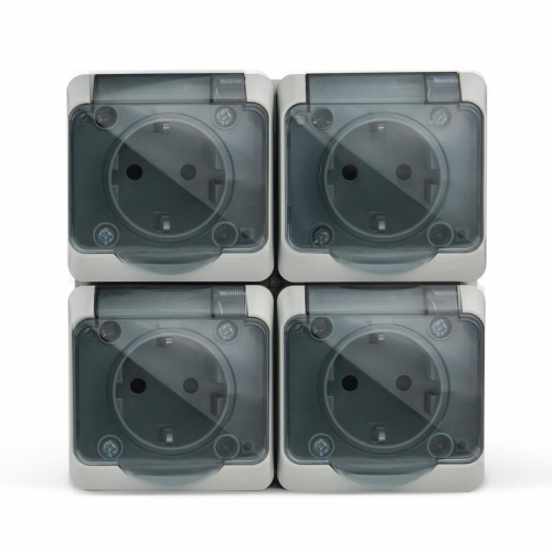 Розетка 4-м ОП Nix 16А IP54 250В с заземл. с прозр. крышкой сер. TOKOV ELECTRIC TKE-NX-R4Z-C06T-IP54 TKE-NX-R4Z-C06T-IP54