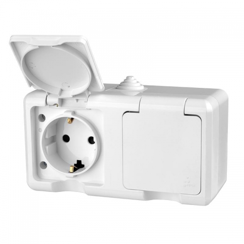 Розетка 2-м ОП Dita 16А IP54 250В с заземл. с крышкой бел. TOKOV ELECTRIC TKL-DT-R2Z-C01-IP54 TKL-DT-R2Z-C01-IP54