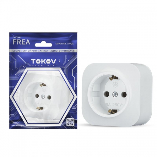 Розетка 1-м ОП Frea 16А IP20 250В с заземл. АБС-пластик бел. TOKOV ELECTRIC TKE-FR-R1Z-C01 TKE-FR-R1Z-C01