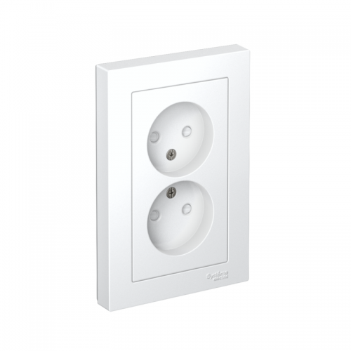 Розетка 2-м СП AtlasDesign 16А IP20 без заземл. защ. шторки в сборе бел. SE ATN000122 ATN000122