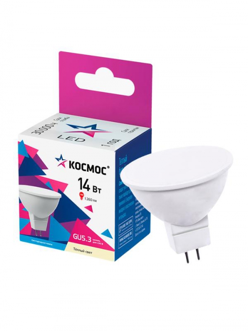 Лампа светодиодная JCDR 14Вт GU5.3 3000К 174-265В КОСМОС LkecLED14wJCDRC30 LkecLED14wJCDRC30