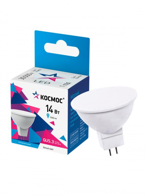 Лампа светодиодная JCDR 14Вт GU5.3 4500К 1260лм 174-265В КОСМОС LkecLED14wJCDRC45 LkecLED14wJCDRC45