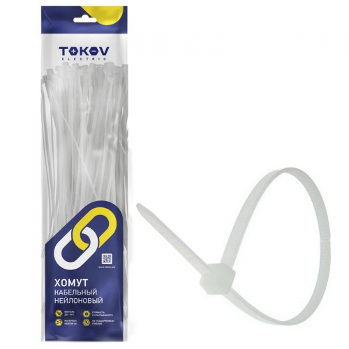 Хомут кабельный нейлоновый бел. 4.8х250 (уп.100шт) TOKOV ELECTRIC TKE-HNS-4.8-250-W/100 TKE-HNS-4.8-250-W/100