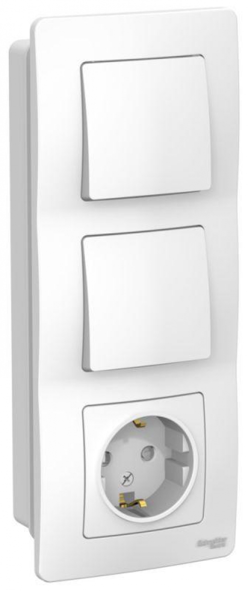 Блок СП Blanca (розетка с заземл. защ. шторки 16А 250В + 1-кл. выкл. + 1-кл. выкл.) бел. SE BLNBS101101 BLNBS101101