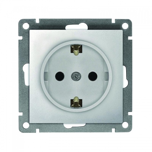 Розетка 1-м СП Афина 16А IP20 с заземл. механизм серебр. Universal A0028-S A0028-S