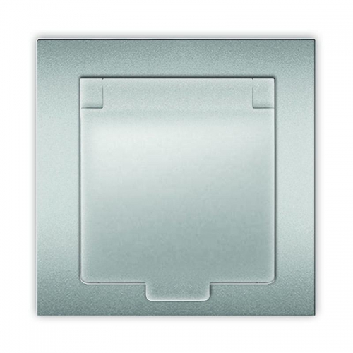 Розетка 1-м СП Афина 16А IP20 с заземл. с крышкой в сборе серебр. Universal A0029-S A0029-S