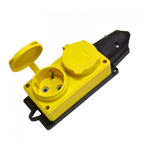 Колодка удлинителя 2-м 1ф с заглушками компакт каучук желт. Universal 3082 3082