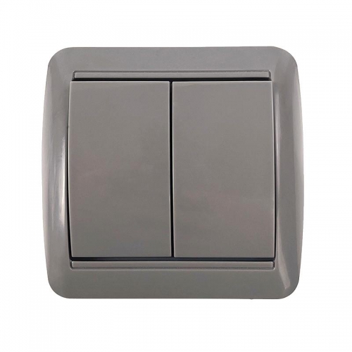 Выключатель 2-кл. ОП Клио 10А IP44 сер. UNIVersal К2223-Gr К2223-Gr