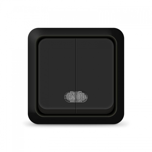 Выключатель 2-кл. ОП Олимп 10А IP20 с подсветкой черн. Universal 2214 2214