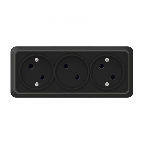 Розетка 3-м ОП Олимп 16А IP20 без заземл. черн. Universal 2217 2217