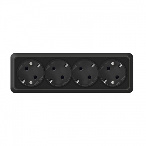 Розетка 4-м ОП Олимп 16А IP20 с заземл. черн. Universal 2221 2221