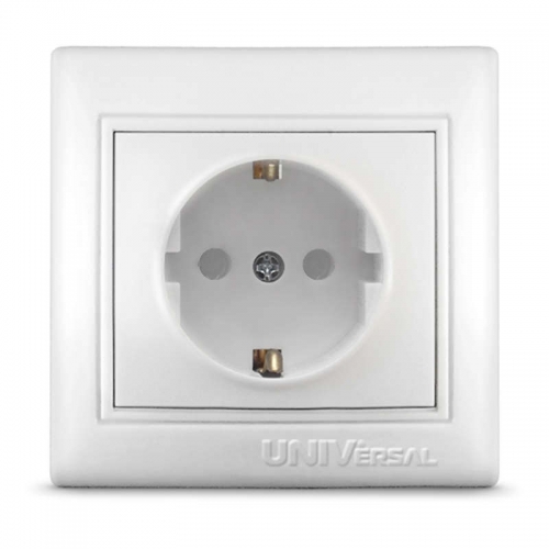 Розетка 1-м СП Севиль 16А IP32 с заземл. защ. шторки бел. UNIVersal С0049 С0049