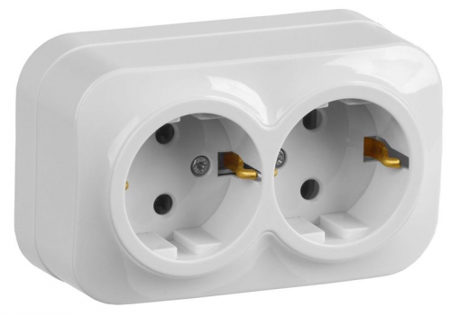 Розетка 2-м ОП GLORY РС22-3-ХБ 16А с заземл. бел. IEK ERH21-K01-16 ERH21-K01-16
