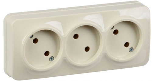 Розетка 3-м ОП GLORY РС23-2-ХК 10А без заземл. крем. IEK ERH30-K33-10 ERH30-K33-10