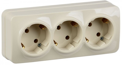 Розетка 3-м ОП GLORY РС23-3-ХК 16А с заземл. крем. IEK ERH31-K33-16 ERH31-K33-16