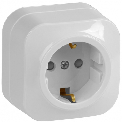 Розетка 1-м ОП GLORY РСш20-3-ХБ 16А с заземл. защ. шторки бел. IEK ERH14-K01-16 ERH14-K01-16