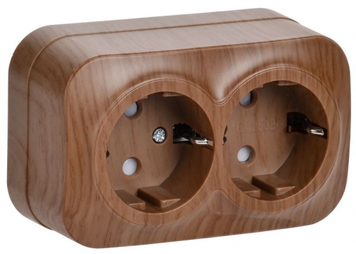 Розетка 2-м ОП GLORY РСш22-3-ХД 16А с заземл. защ. шторки дуб IEK ERH24-K24-16 ERH24-K24-16