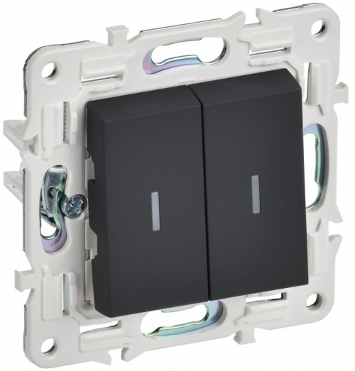 Выключатель проходной 2-кл. SKANDY 10А SK-V10G с индикацией графит IEK SK-V22-1-10-K53 SK-V22-1-10-K53