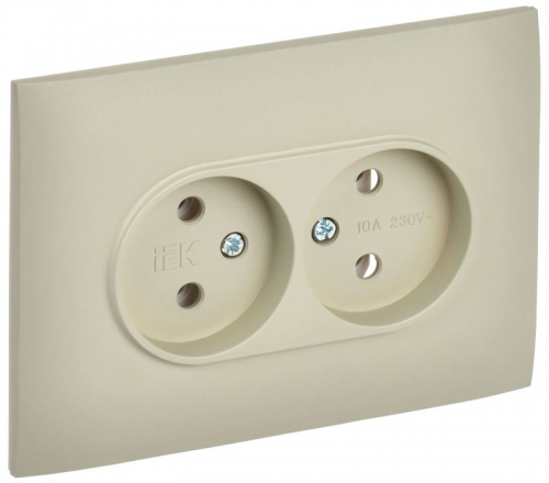 Розетка 2-м SKANDY 10А без заземл. без защ. шторок в сборе SK-R10B беж. IEK SK-R20-10-K10-F SK-R20-10-K10-F