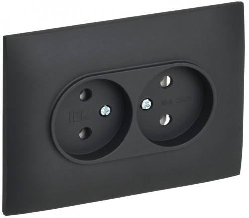 Розетка 2-м SKANDY 10А без заземл. без защ. шторок в сборе SK-R10G графит IEK SK-R20-10-K53-F SK-R20-10-K53-F