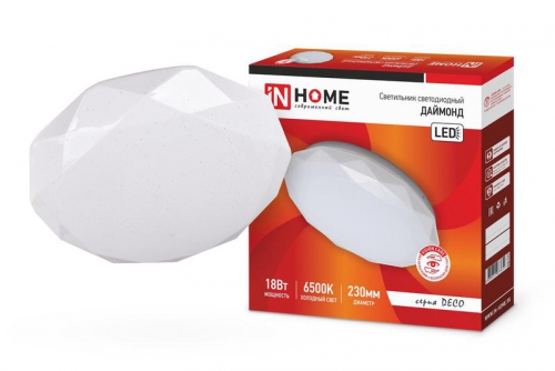Светильник светодиодный DECO ДАЙМОНД 18Вт 6500К 1620лм 230В 260х55мм IN HOME 4690612033655 4690612033655