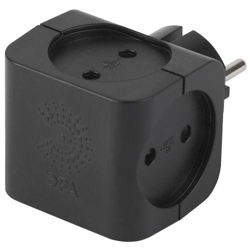 Разветвитель 4-м без заземл. 16А IP20 SP-4-B черн. Эра Б0008207 Б0008207